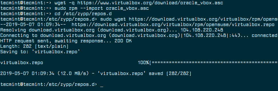  Habilitar el repositorio de Virtualbox en OpenSuse 