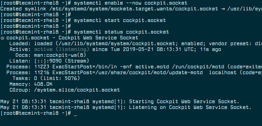 Enable and Start Cockpit Service in RHEL 8