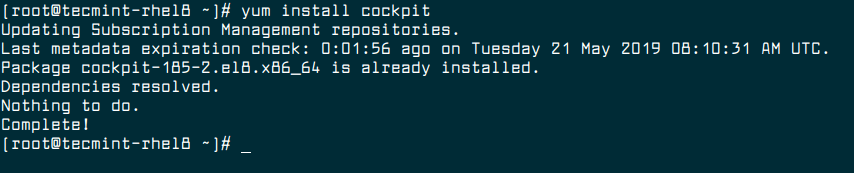 Install Cockpit Web Console in RHEL 8