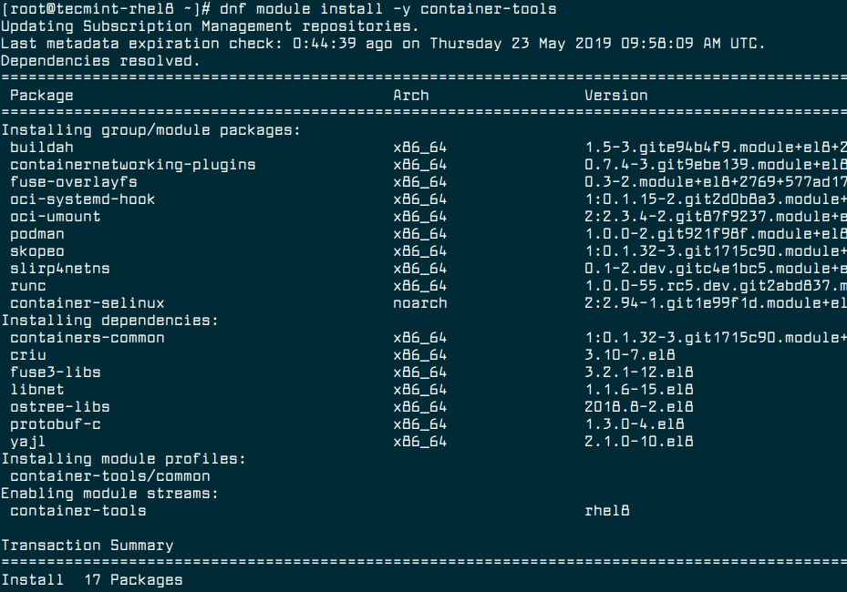 Install Container Tools in RHEL 8