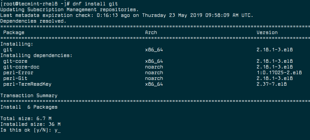 Install Git in RHEL 8