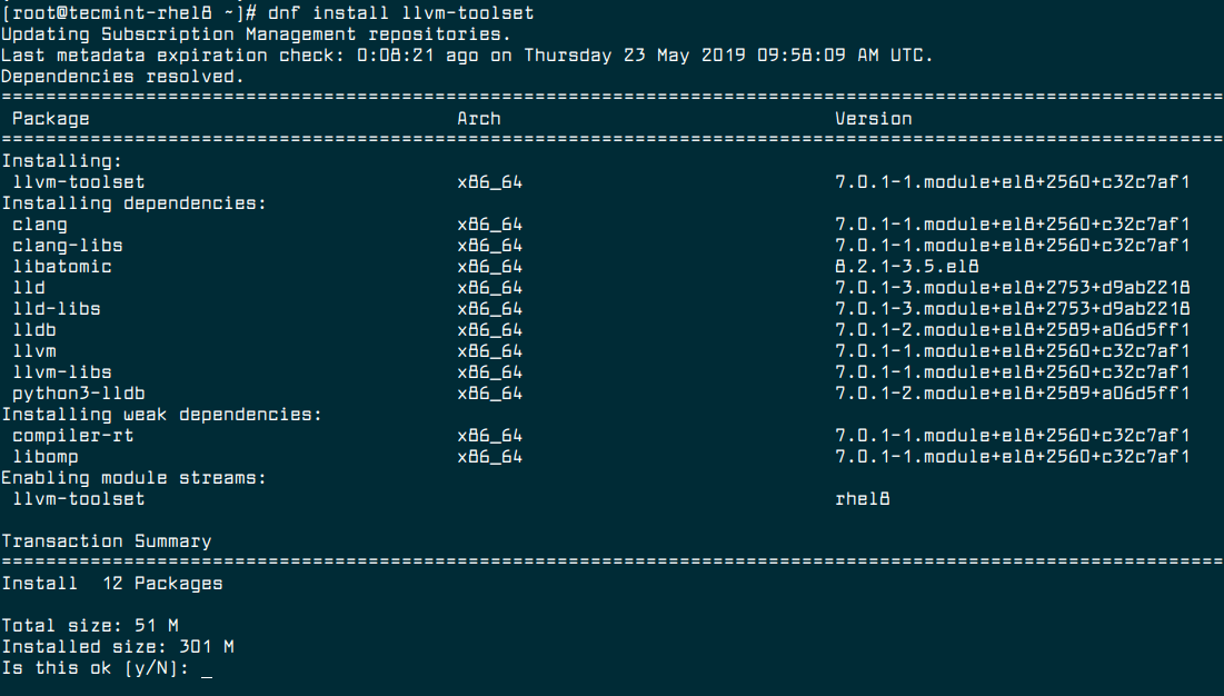 Install LLVM Tools in RHEL 8