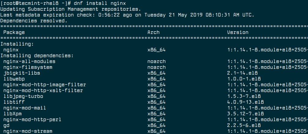 Install Nginx on RHEL 8