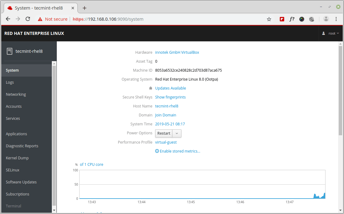 RHEL 8 Web Console