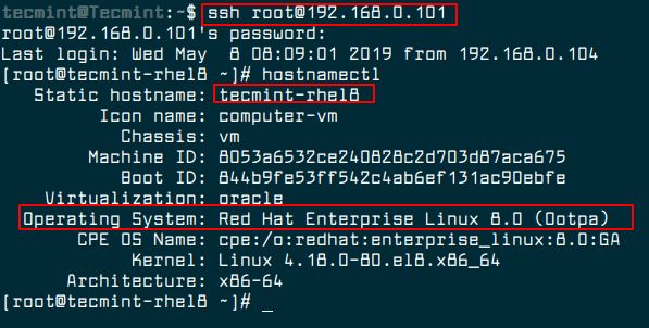 SSH to RHEL 8