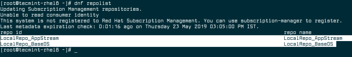 Verify Local Repository in RHEL 8 Client