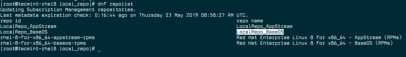 Überprüfen Sie das lokale Repository in RHEL 8
