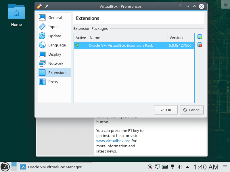 Virtualbox-Erweiterungspaket