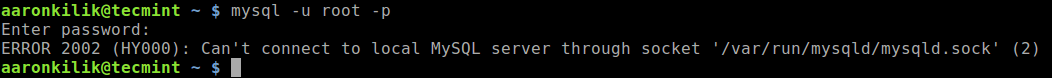 No se puede conectar al servidor MySQL local 