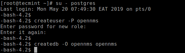 Create OpenNMS Database User