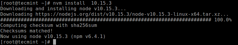  Instalar versión de nodo específica en Linux 