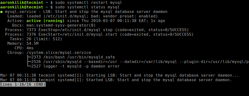 Restart MySQL and Verify Status