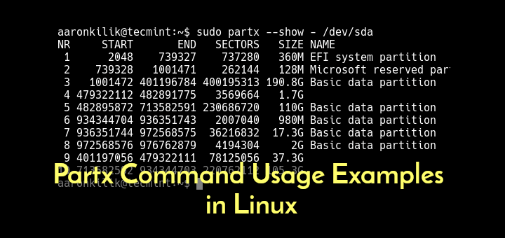 Linux Partx Command Examples