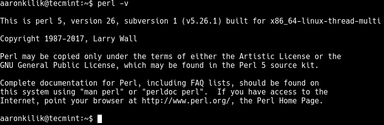 Überprüfen Sie die Perl-Version unter Linux