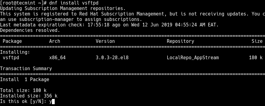 Install VsFTP in RHEL 8