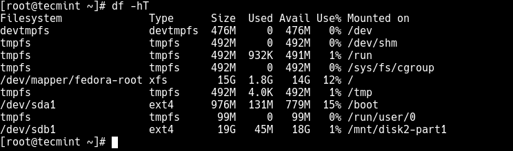  Mostrar sistema de archivos Linux con puntos de montaje 