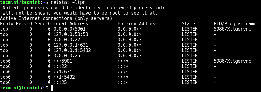 Verify VNC Running Ports