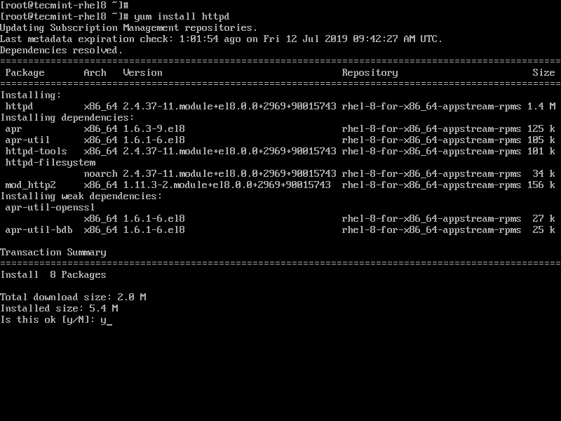 Install Apache on RHEL 8