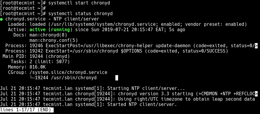 Start Chonyd in RHEL 8