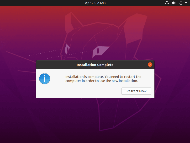 Ubuntu Installation Completed