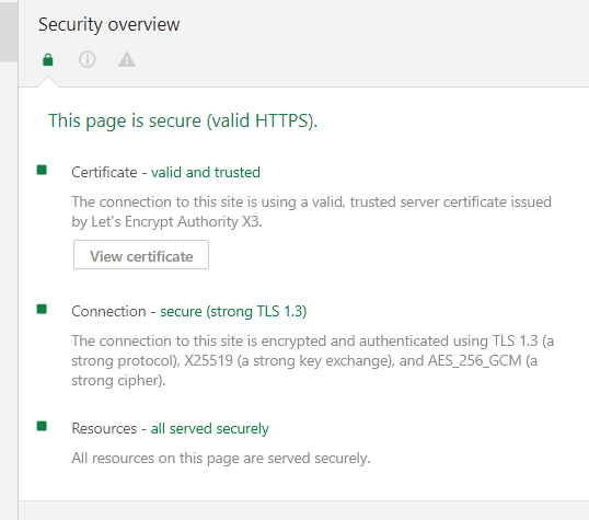 Überprüfen Sie das TLS 1.3-Protokoll in der Domäne