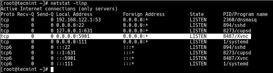 Check VNC Listening Ports