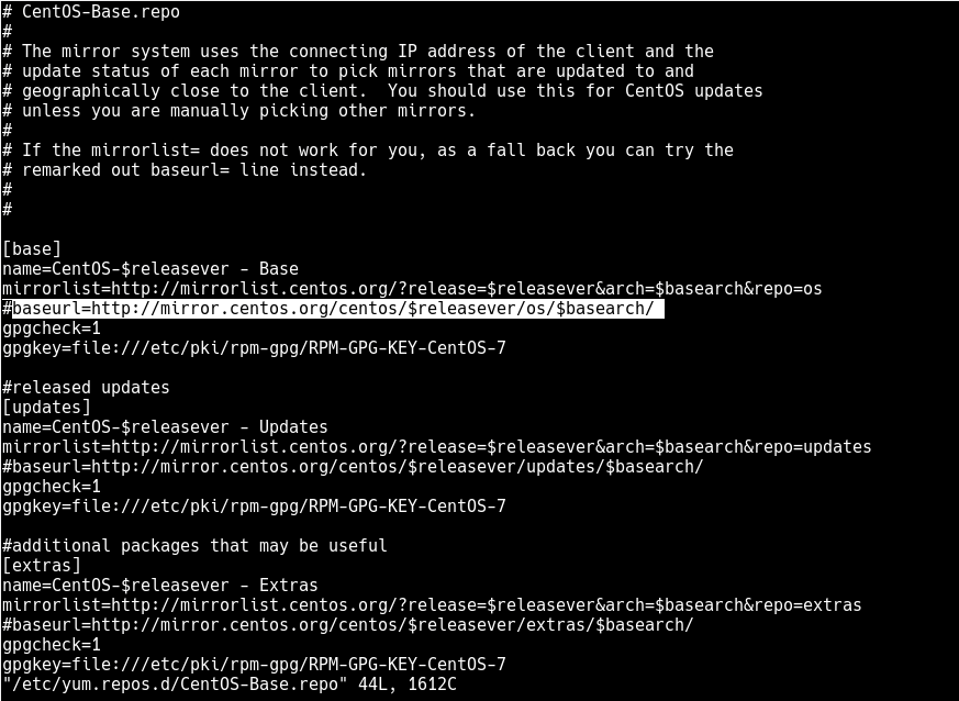 centos error must not find valid baseurl for repo update