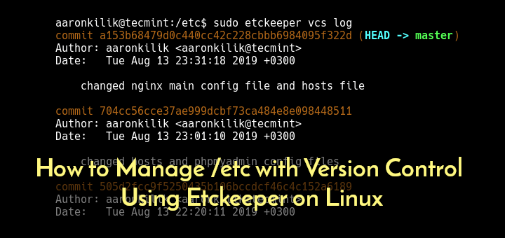 Manage /etc with Version Control Using Etckeeper