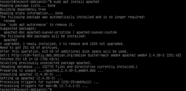 Install Apache in Debian 10