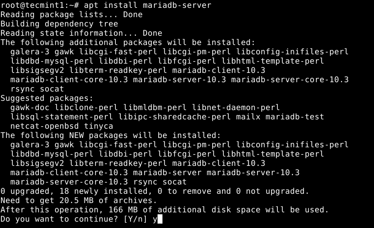 Install MariaDB in Debian 10