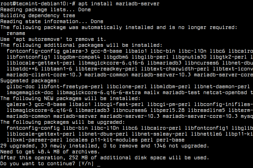 Install MariaDB in Debian 10