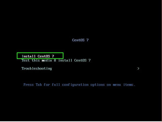 Select Install CentOS 7