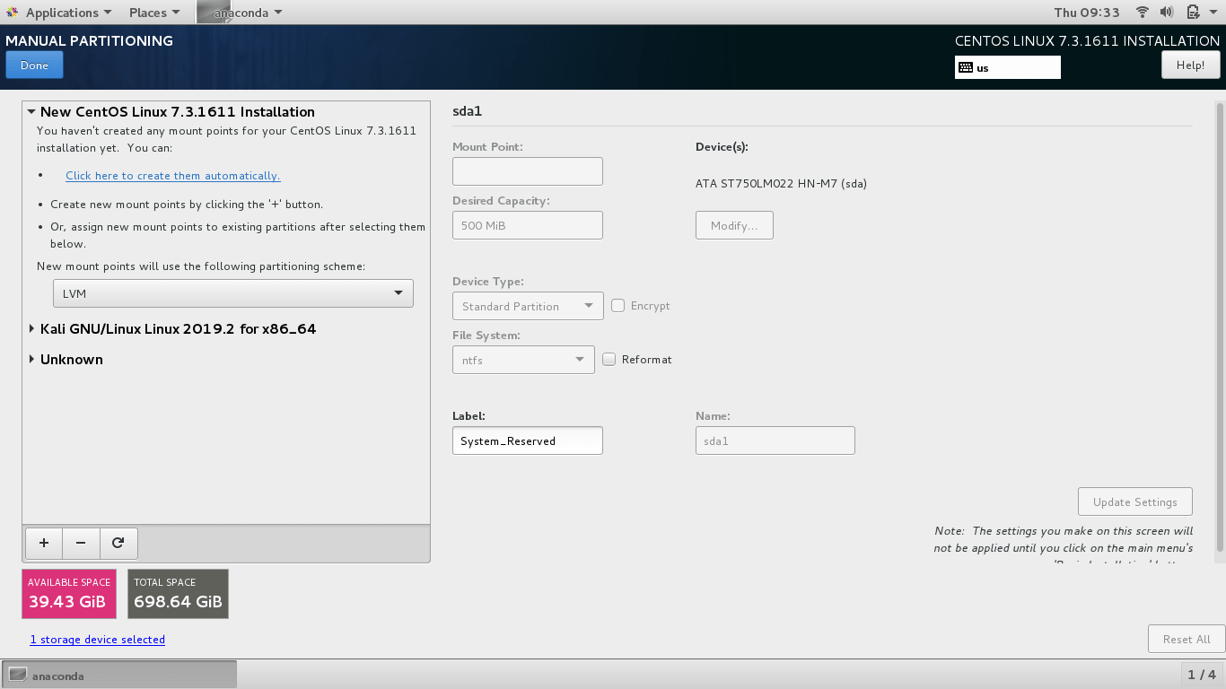 Select Manual Partitioning