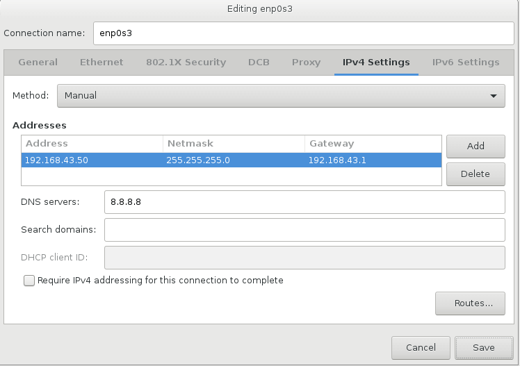 Set Static IP Address on CentOS 7