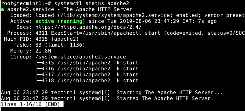 Check Apache2 Status