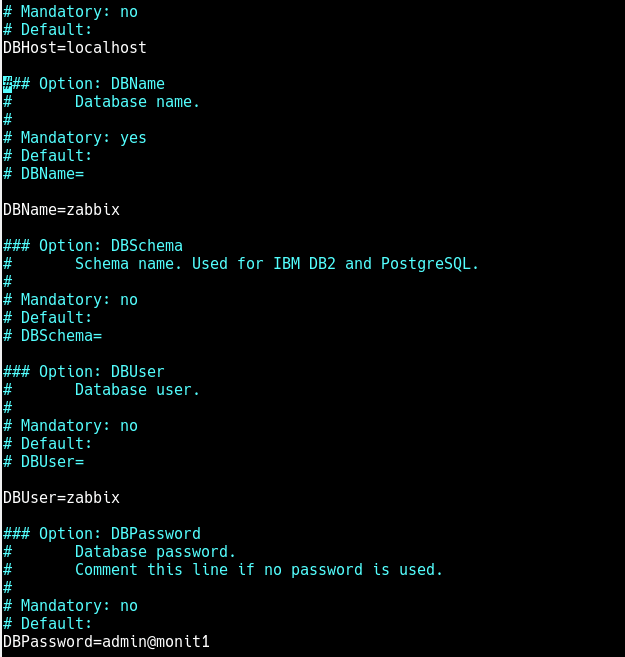 Konfigurieren Sie die Zabbix-Datenbankeinstellungen