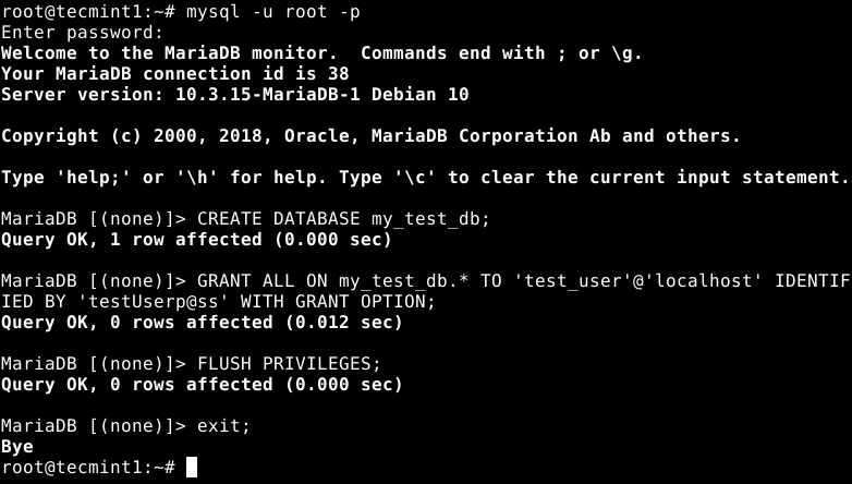 Mariadb none show databases