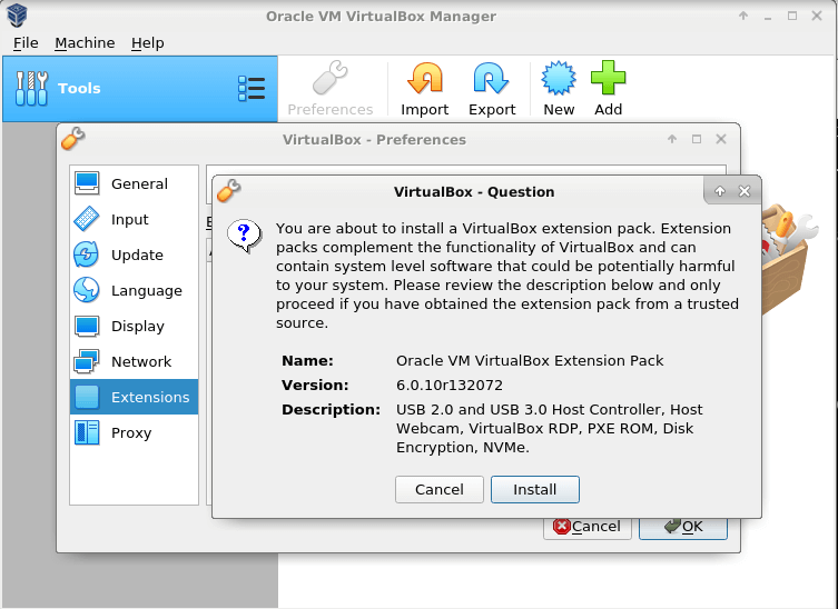 Install VirtualBox Extension Pack on Debian 10