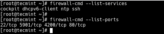 Liste der offenen Dienste und Ports in der Firewall