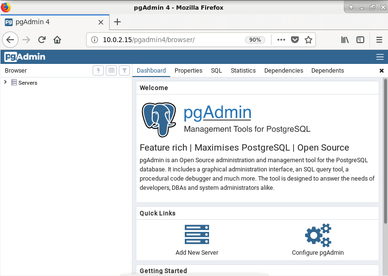 Pgadmin Dashboard