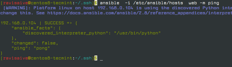 Ansible Ping Remote Host