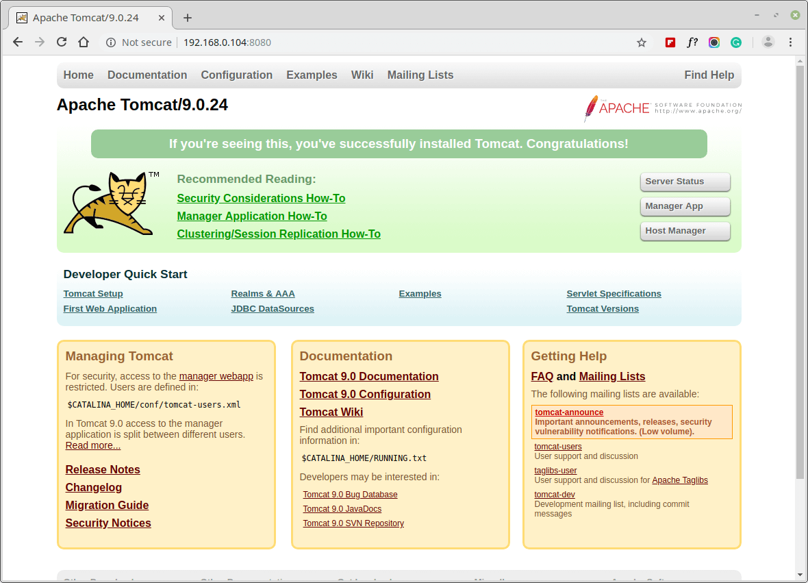 Apache Tomcat Dashboard