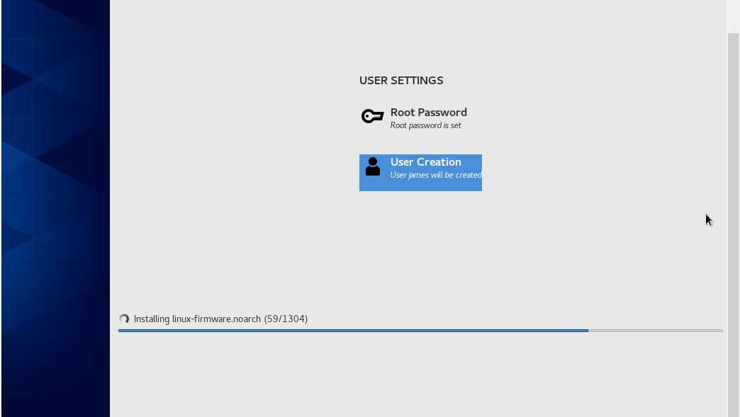 CentOS 8 Installation Progress