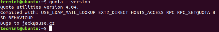 Check Quota Version in Ubuntu