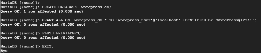 Crear una base de datos de WordPress en Debian 