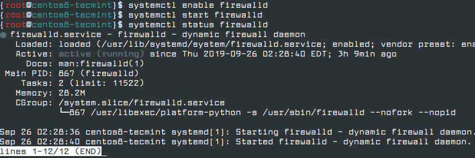 Aktivieren Sie Firewalld in CentOS 8