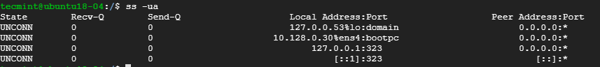  Lista de conexiones de socket UDP en Linux 
