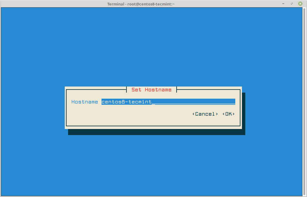Set Hostname in CentOS 8