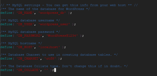 Set MySQL Settings for WordPress