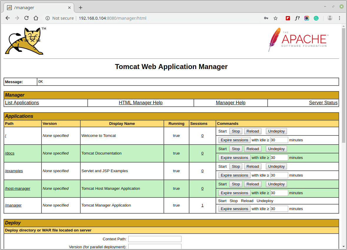 Tomcat Web Application Manager 